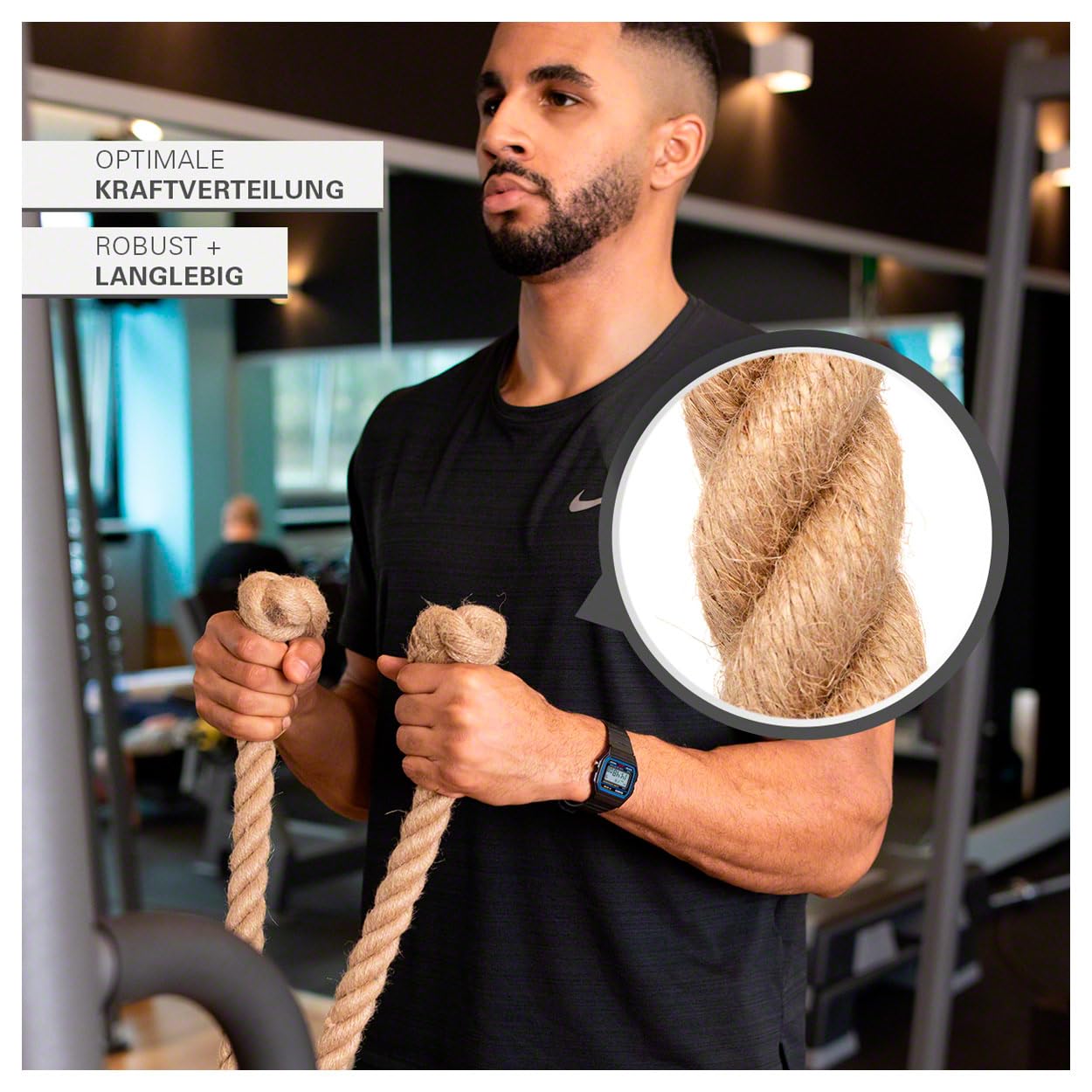 Sport-Tec Trizepsseil, Trizepstau, Trizeps Seil, Zugseil, Zughilfe, Kabelzug, Fitness, Kraftstation, Tau