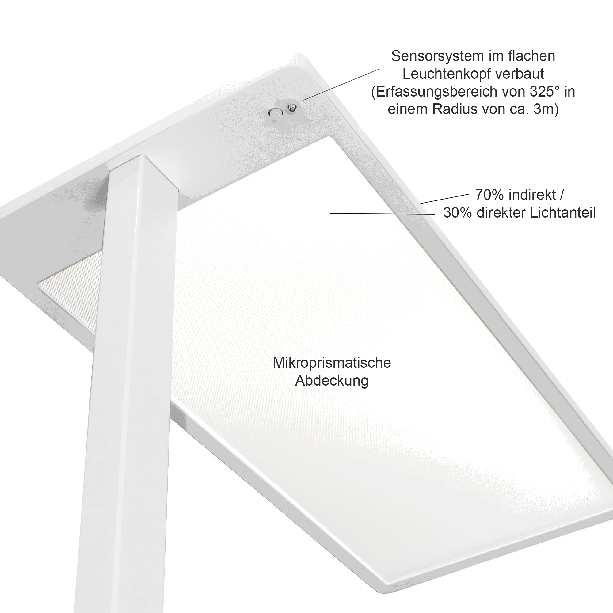 LED Stehlampe Grau 190cm 75W 7962lm 4000K | Mikroprismatische Abdeckung, Neutralweiß, Dimmbar, Direkte und indirekte Beleuchtung