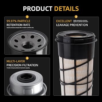 RE282286 RE282287 RE60021 RE519626 RE45864 Filter Kit Compatible with JD 5045E 5055E 5065E 5075E w/ T2 & IT4 Engine