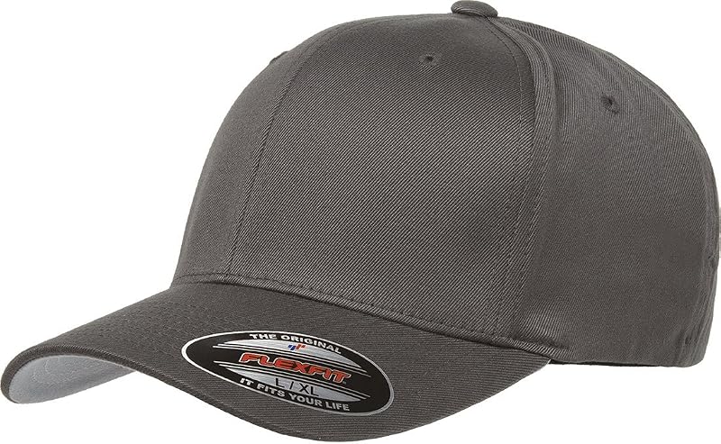 Flexfit Gorra de béisbol ajustada de sarga peinada de lana para hombre, gris oscuro, grande-XL