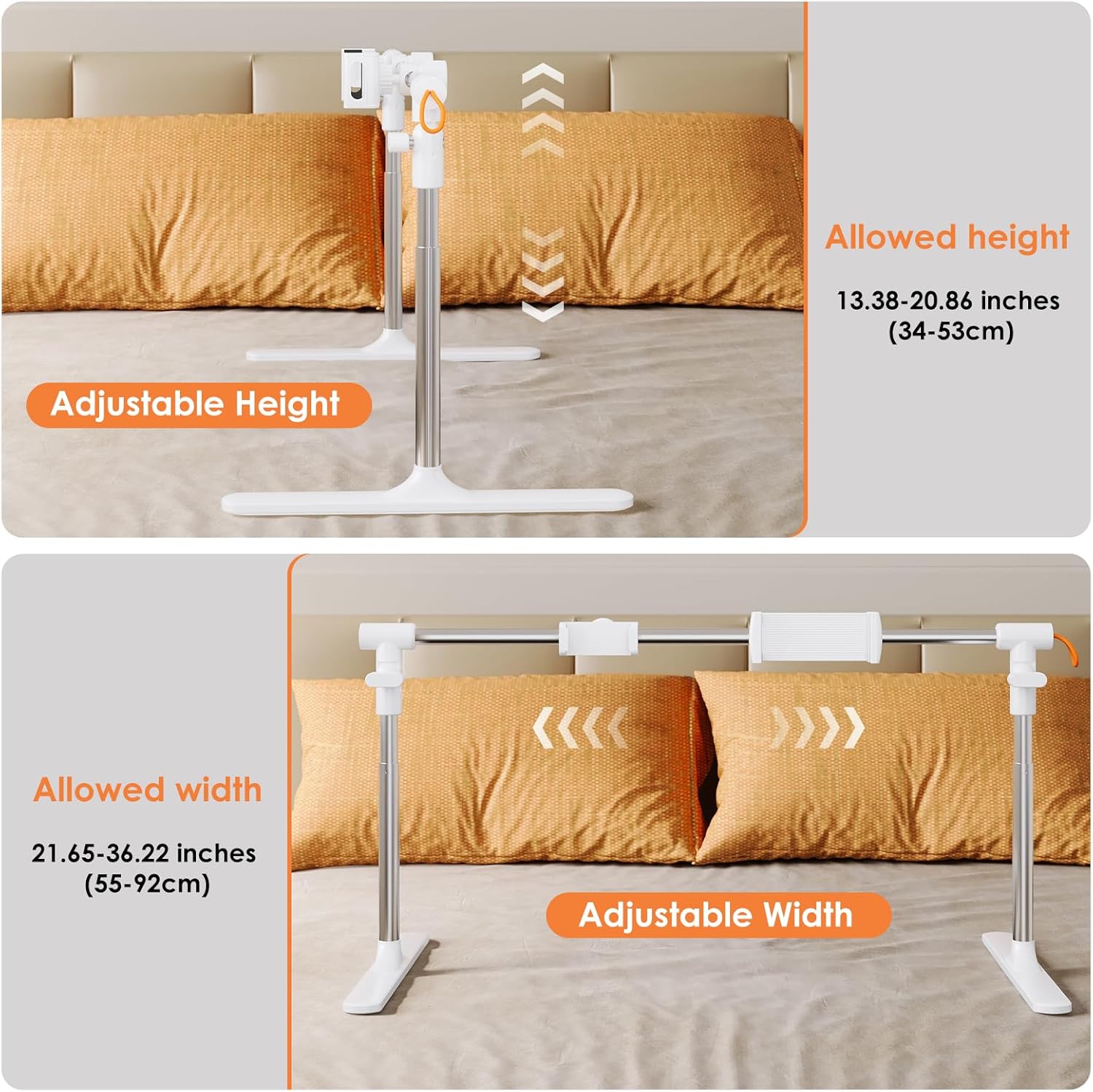 Ipad Kindle Holder for Bed, Foldable Phone Tablet Kindle Stand for Bed Couch, Adjustable Phone Tablet Stand Compatible for 4-12.9'' iPhone, Ipad, E-Reader, Switch
