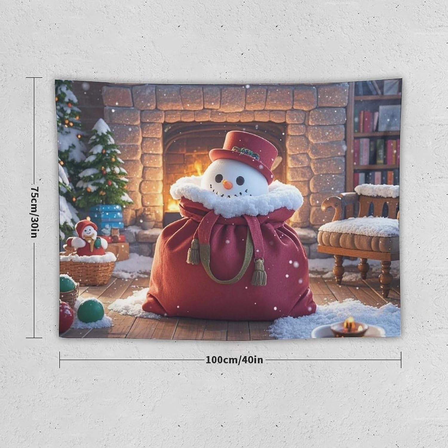 WSOIHFEC Tapestry Wide Wall Hanging Snowman Gifts Tapestry Vintage Lightweight Wall Blanket Funny Tapestry Wall Art Home Decor Soft Mural for Bedroom Dorm Living Room 30"x40" image 2
