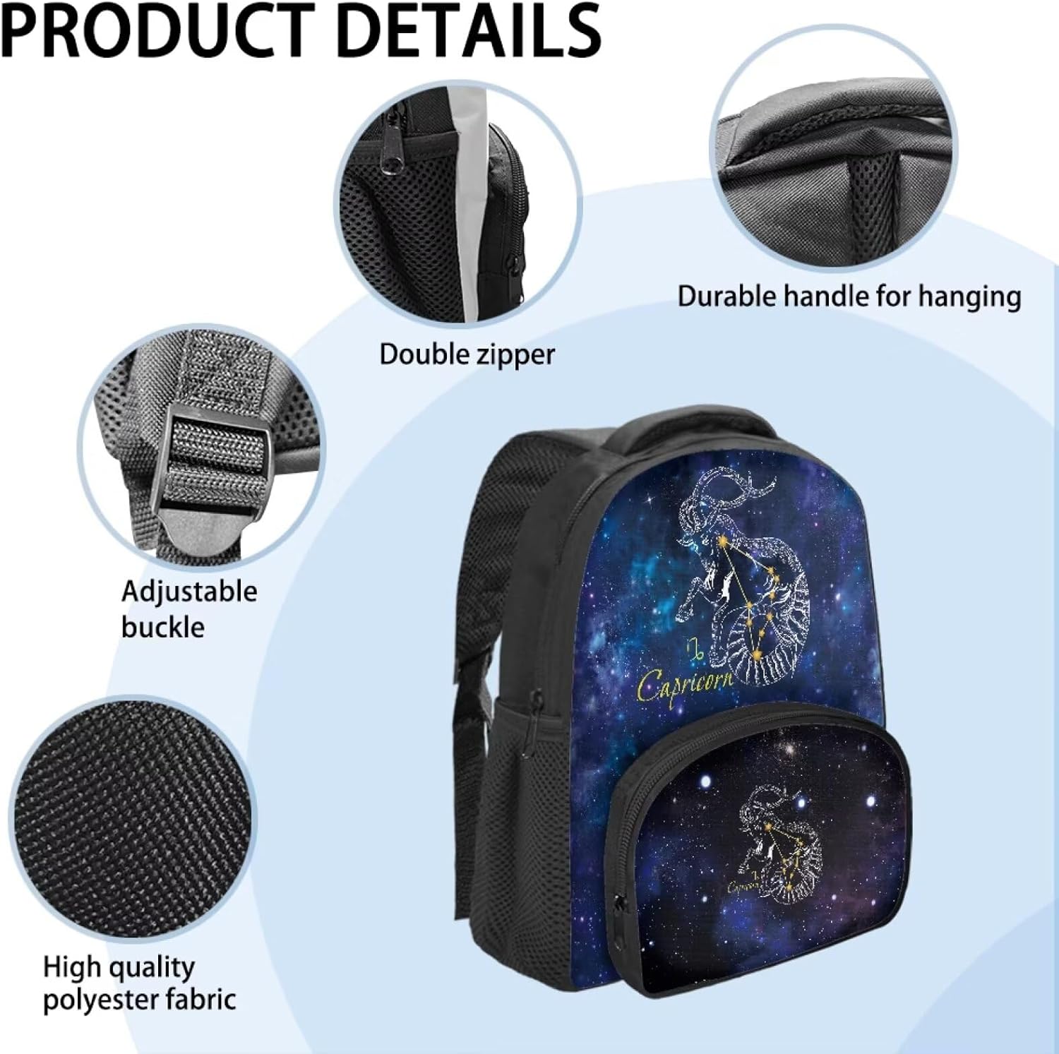 Galaxy Capricorn Pattern Children's Backpack for Girls Boys Daily Use Travel Padded Back Straps 12" Backpacks