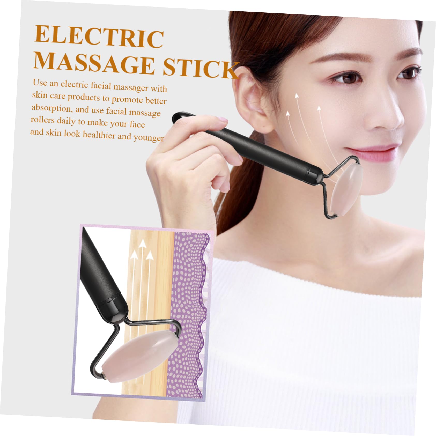 3-in-1 Gesichtsroller aus Natürlichem Jadekristall und Zinklegierung mit Aa Batterie für Strahlende Haut und Kollagenförderung zur Gesichtsmassage