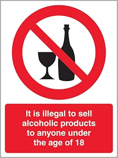 V Safety It Is Illegal To Sell Alcohol To Anyone Under 18 - Portrait 150 x 200 mm - 3mm Brushed Aluminium Composite Safety Sign