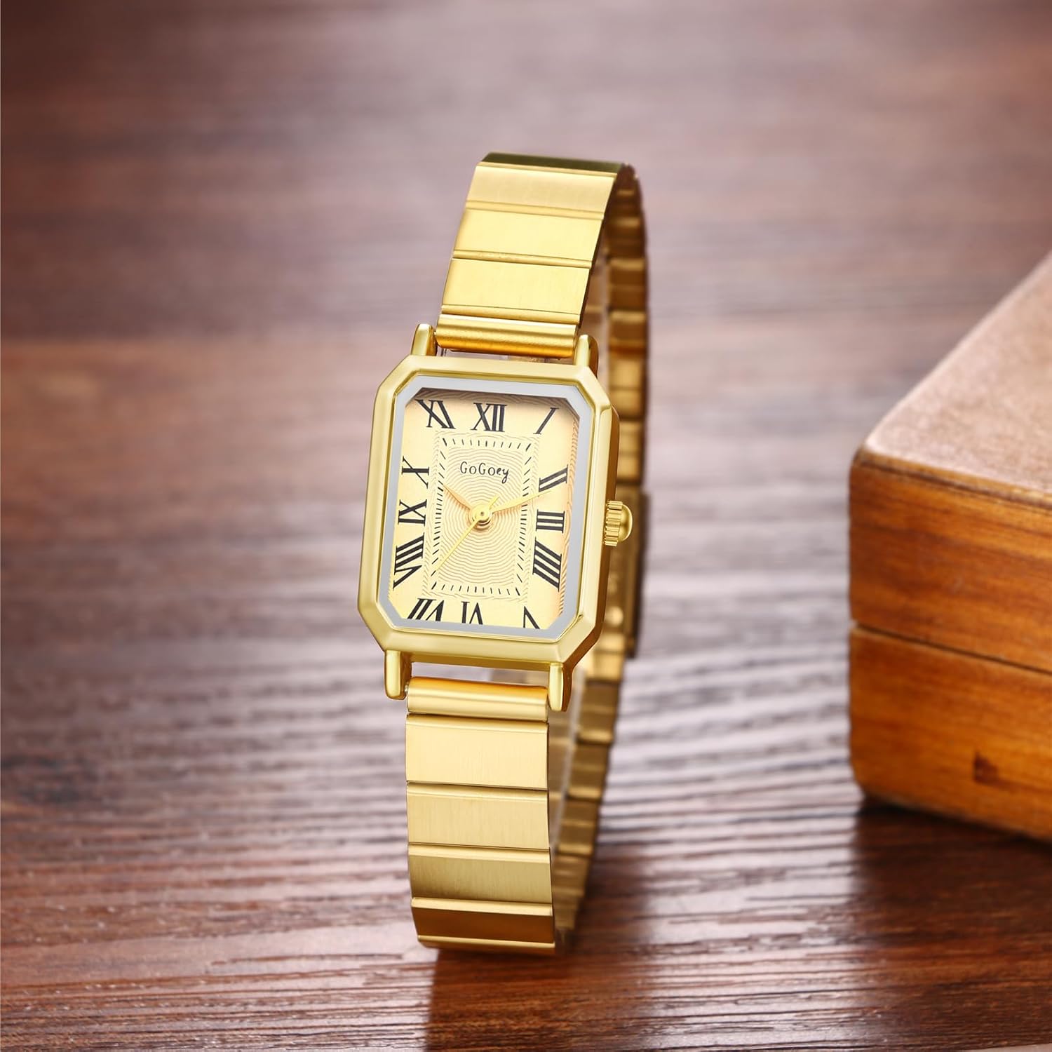 Avaner Women's Square Wrist Watches: Ladies Gold Silver Analog Quartz Stainless Steel Strap Classic Watch - Image 2