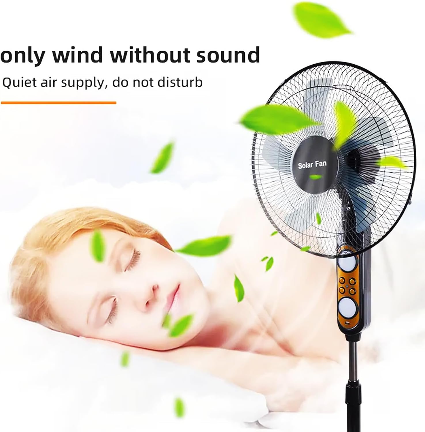 16 Inch Solar Fan DC Motor Quiet Pedestal Fan Oscillating Fan Solar Powered Standing Fan Solar Panel Cordless Floor Fan for Office Home Outdoor Camping