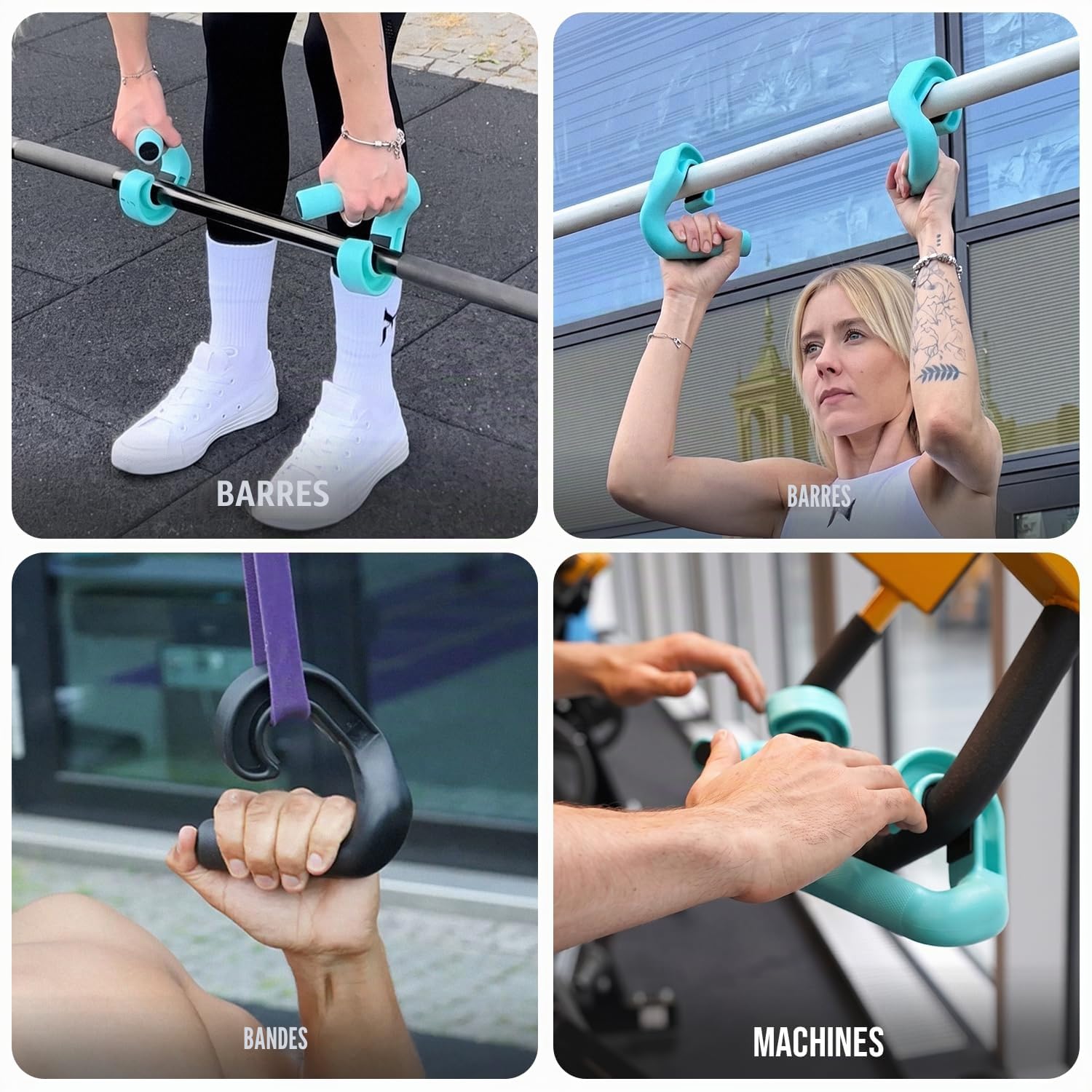 Kensui Swissies45 Poignée coudée pour barre de traction, haltères et bandes de résistance