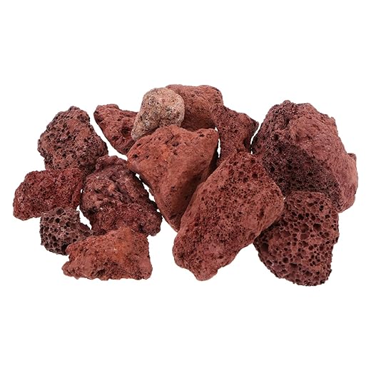 POPETPOP 500g Red Lava Rock for Fish Tank- Aquarium Volcanic Lava Stone Decorative Rocks Ornament for Marine and Freshwater Aquariums