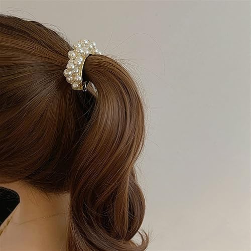 Miniatura 6 de Pinza para el cabello con perlas, pinza para cola de caballo para mujer, pasadores elegantes, horquillas de cangrejo, accesorios para el cabello,