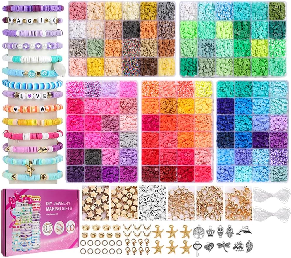 Clay Beads Bracelet Making kit 12500+ PCS,Jewellery Making Kit 120