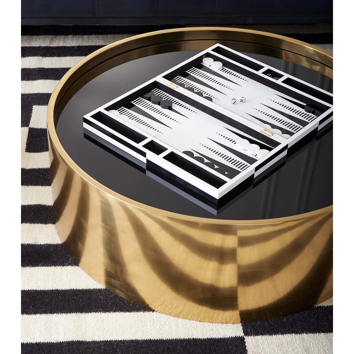 Jonathan Adler - Op Art Backgammon Set – Nero/Bianco – Legno/Laccato – Nero/Bianco – (LxLxA) 47 x 29 x 11 cm