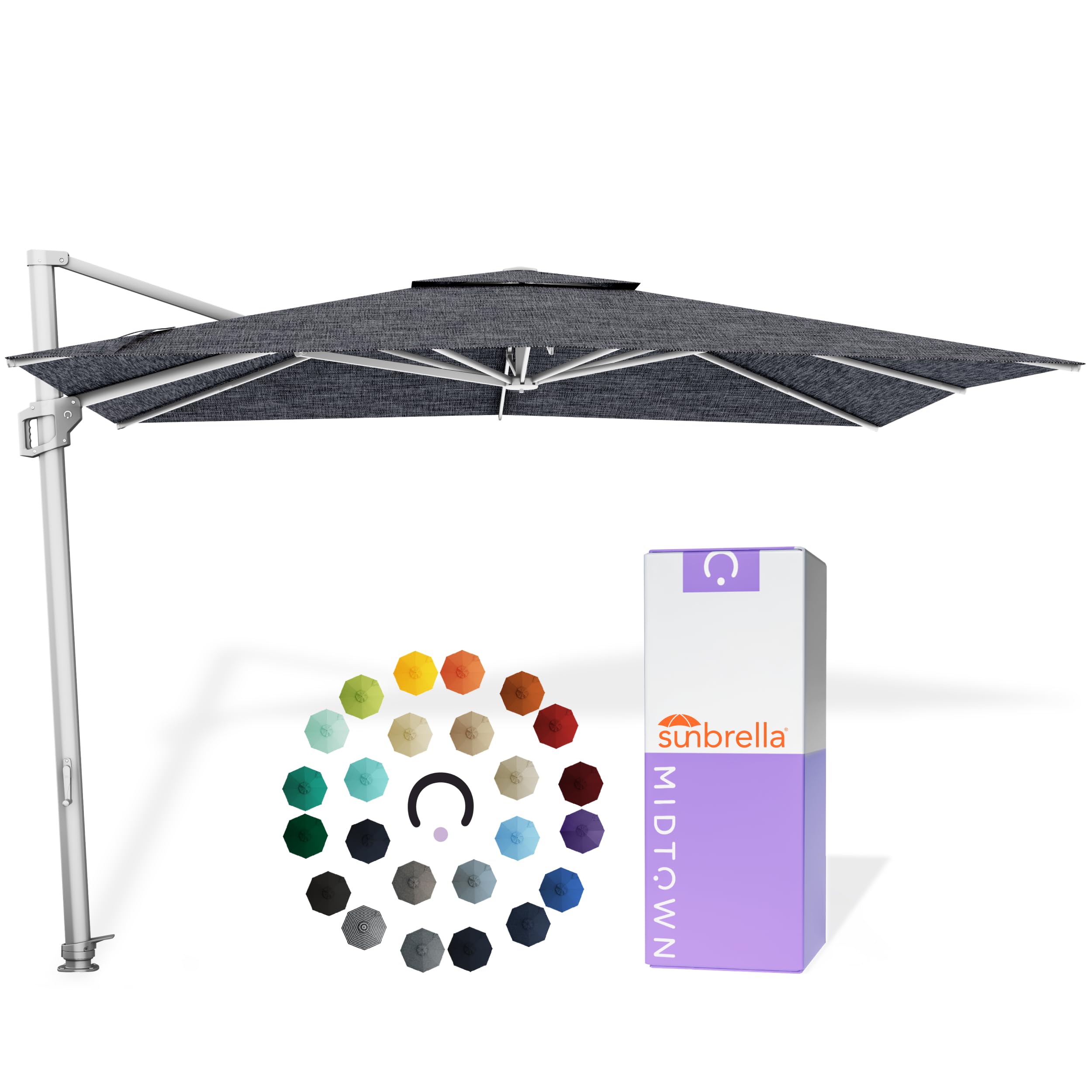 Midtown Umbrellas Grande Square - 9 x 9 Ft Cantilever Umbrella