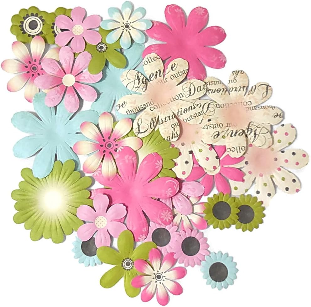Small Paper Flowers Die Cut Cardstock for Crafts Card Making Scrapbooking Gifts Decorations, Assorted Sizes and Colors