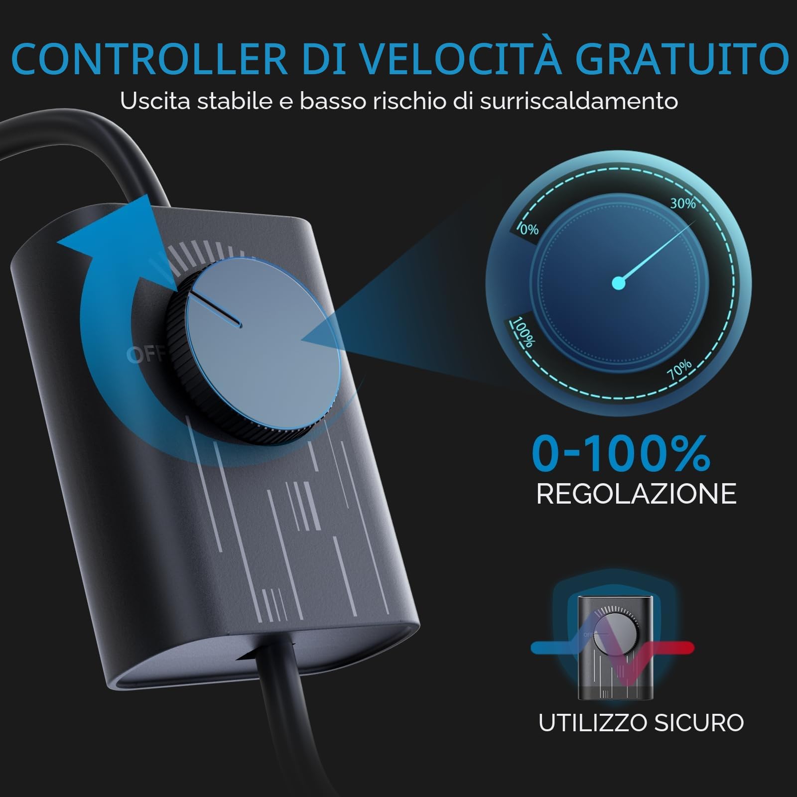 Hon&Guan 100 mm, 221 m³/h Ventilatore tubolare regolabile, ventilatore di scarico con spina regolatore di aggiornamento, per bagno, giardino d'inverno, serra, cantina, garage, cucina, nero