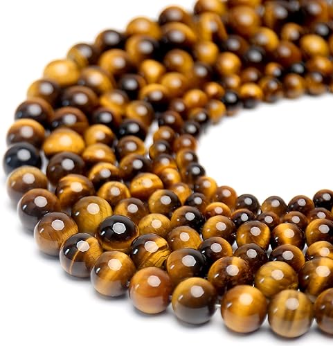 Miniatura 2 de Cuentas clásicas naturales de ojo de tigre, cuentas redondas sueltas de grado AAA de 0.315in, 100 unidades a granel, cuentas de piedra semipreciosa