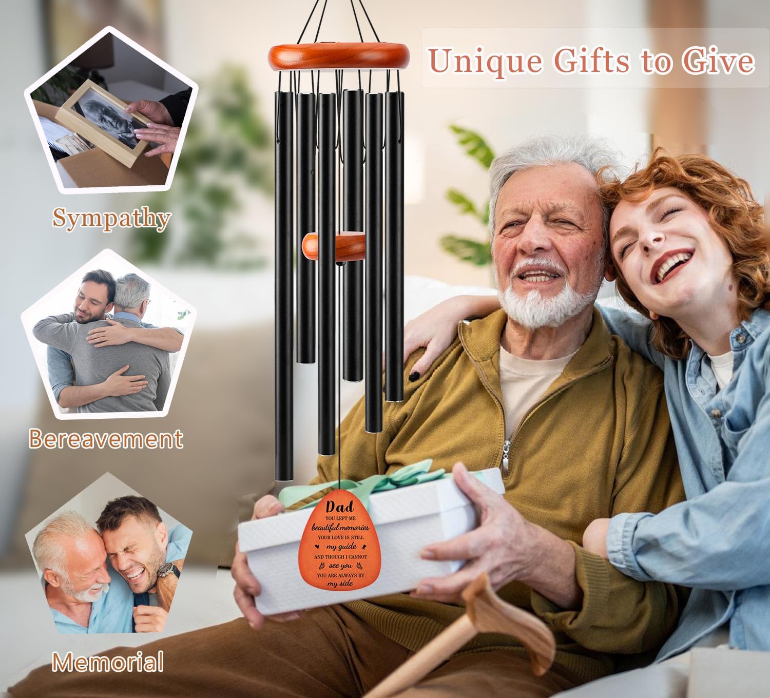 Memorial Gifts for Loss of Dad, 32" Memorial Sympathy Wind Chimes for Loss of Father, Sympathy/Bereavement/Remembrance Gifts for Loss of Father Dad