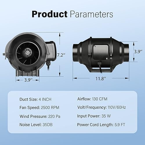 Miniatura 5 de iPower Cubierta de repuesto para filtro de carbono de aire de 6 pulgadas para filtro de carbono de aire de 6 pulgadas
