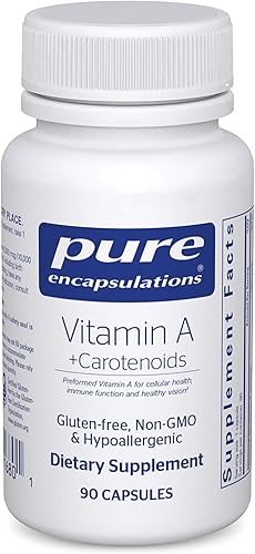Pure Encapsulations Vitamina A + carotenoides (luteína, zeaxantina y astaxantina) | Suplemento dietético hipoalergénico | 90 cápsulas