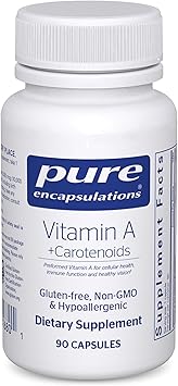 Pure Encapsulations Vitamin A + Carotenoids (Lutein, Zeaxanthin, and Astaxanthin) | Hypoallergenic Dietary Supplement | 90 Capsules