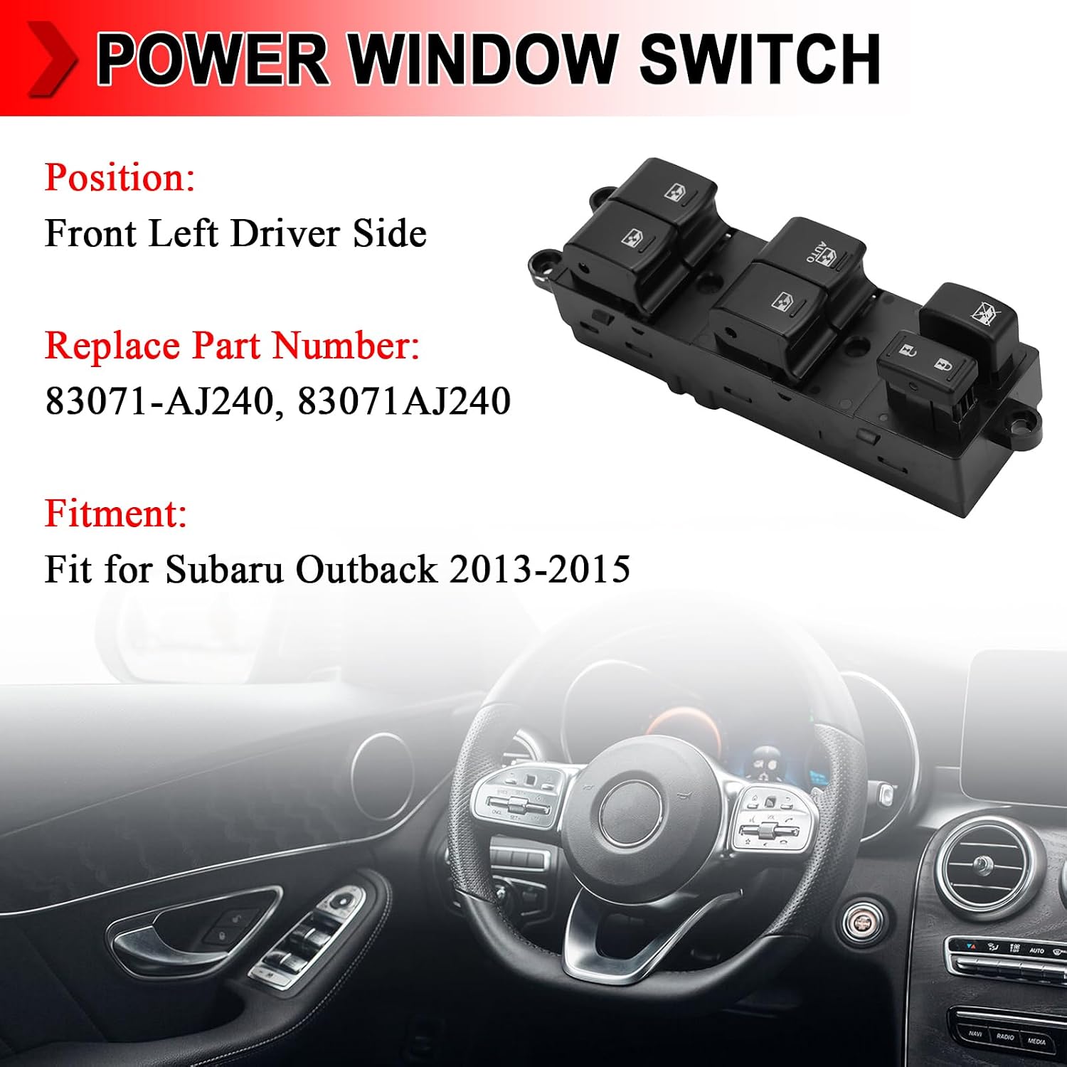83071-AJ240 Power Window Switch Front Left Driver Side Control Fit for Subaru Outback 2013-2015