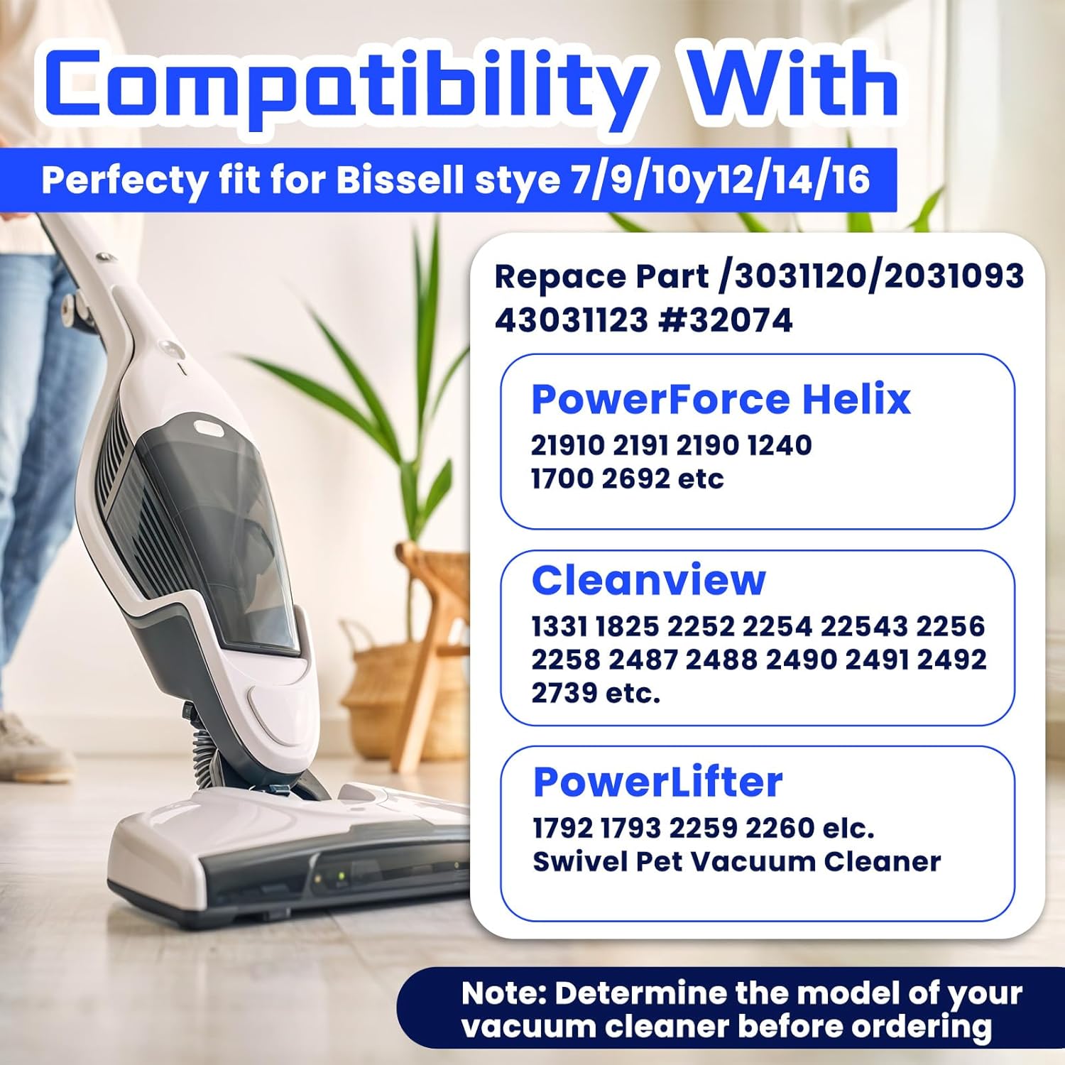 2 Pcs Applicable to Replacement Belts for Style 7/9/10 P/N 3031120 Belt Vacuum Replacement Belt Compatible with Bissell Powerforce Helix Cleanview Powerlifter Swivel Rewind Styles