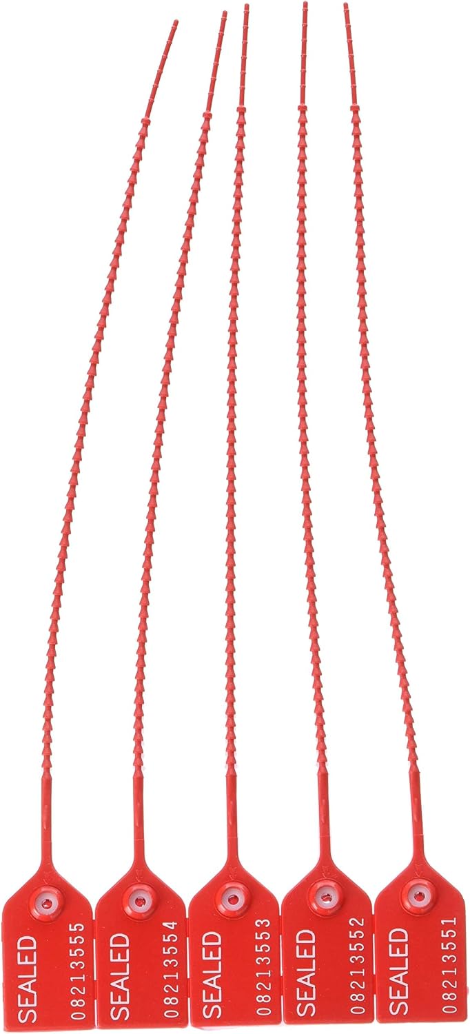 BankSupplies Tamper Evident Security Seals Red Pack of 100 Heavy-Duty Zip Ties 18 lb Break Strength for Fire Extinguishers First Aid Kits Luggage and Storage