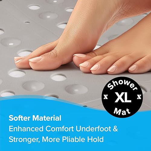 Miniatura 42 de SlipX Solutions Paquete de estuches – Tapete de ducha cuadrado, extra grande de 27 x 27 pulgadas, tapete antideslizante para ancianos y niños