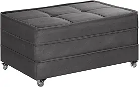 Puff Cama Solteiro Dobravel Com Rodízios (Cinza)