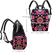 Vista 2 de Sugar Skulls with Flowers Guitar Diaper Bag Backpack Baby Nappy Changing Bags Multi Function Large Capacity Travel Bag