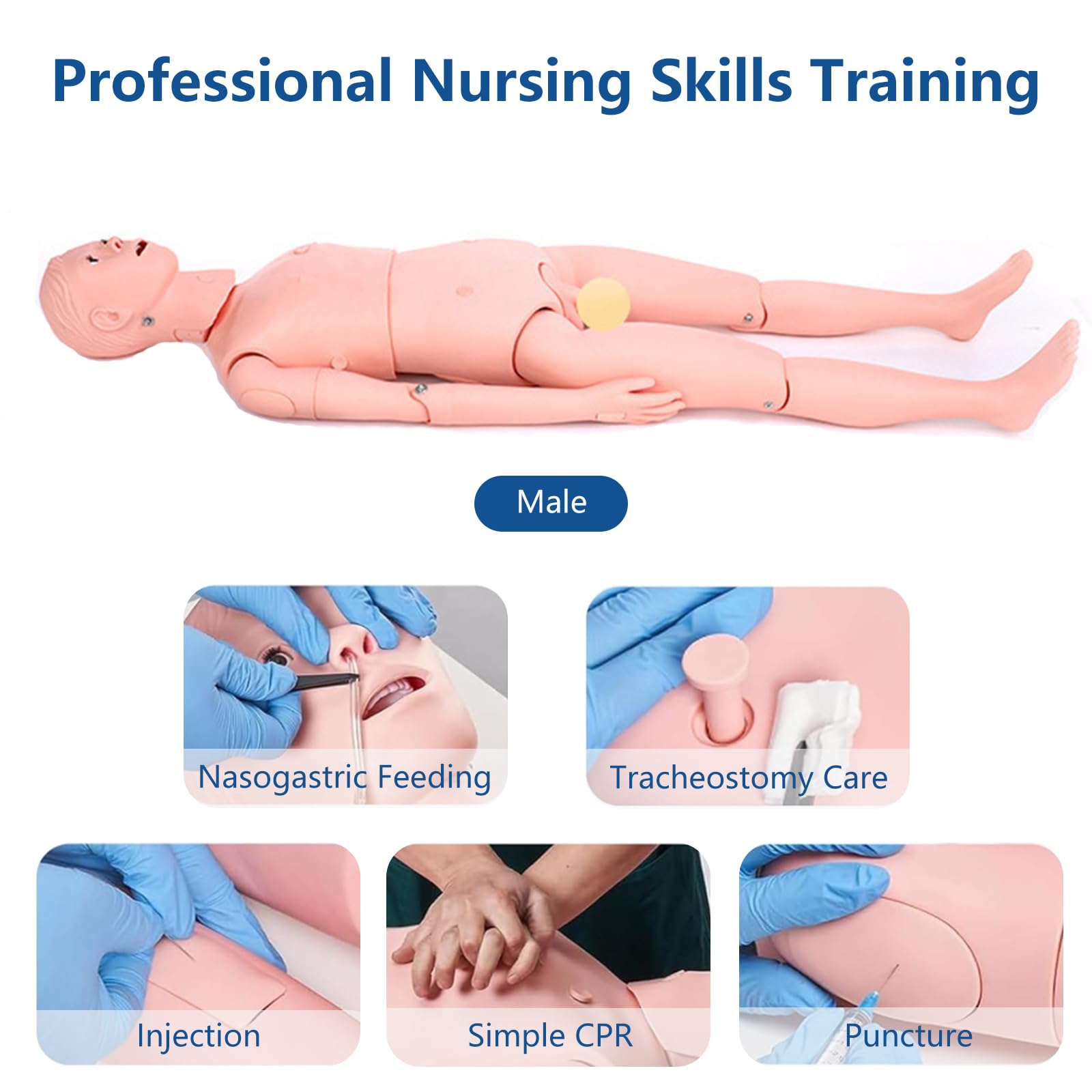 Multifunktionale Fortgeschrittenes Pflegepuppe, Anatomisches Menschenmodell Lebensgroßes Krankenpflegepuppe Krankenpflegeausbildung Unterricht Medizinischer Patientenversorgung Simulator