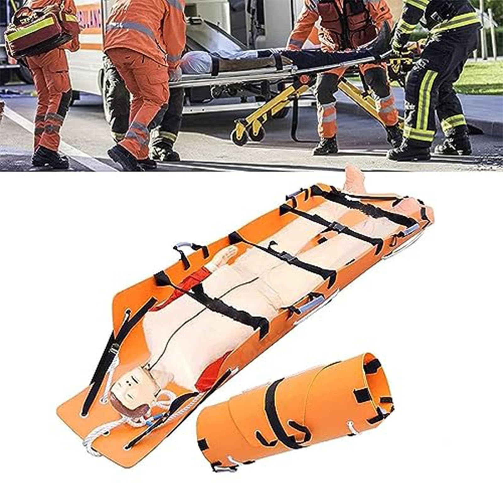 Camilla plegable portátil, Camilla médica plegable, Camilla Ligera con cuerdas de nailon, Camilla de emergencia, Camilla de espalda de emergencia para El traslado, Green
