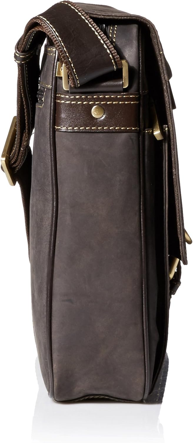 Visconti 16011 Distressed Leather Messenger Crossbody Bag with Front Buckle