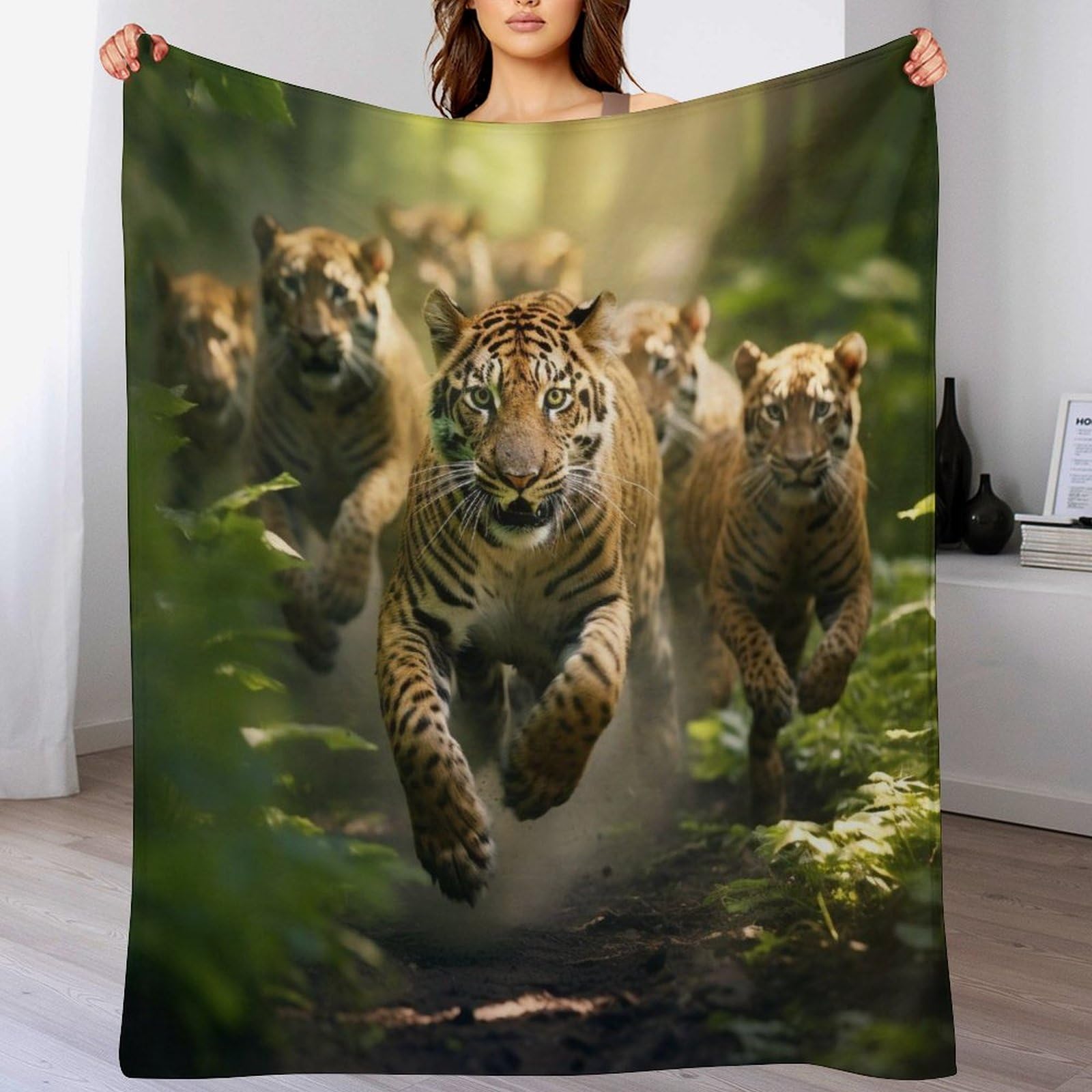 Couverture Polaire Tigre Légère pour Soirées Cocooning sur le Canapé