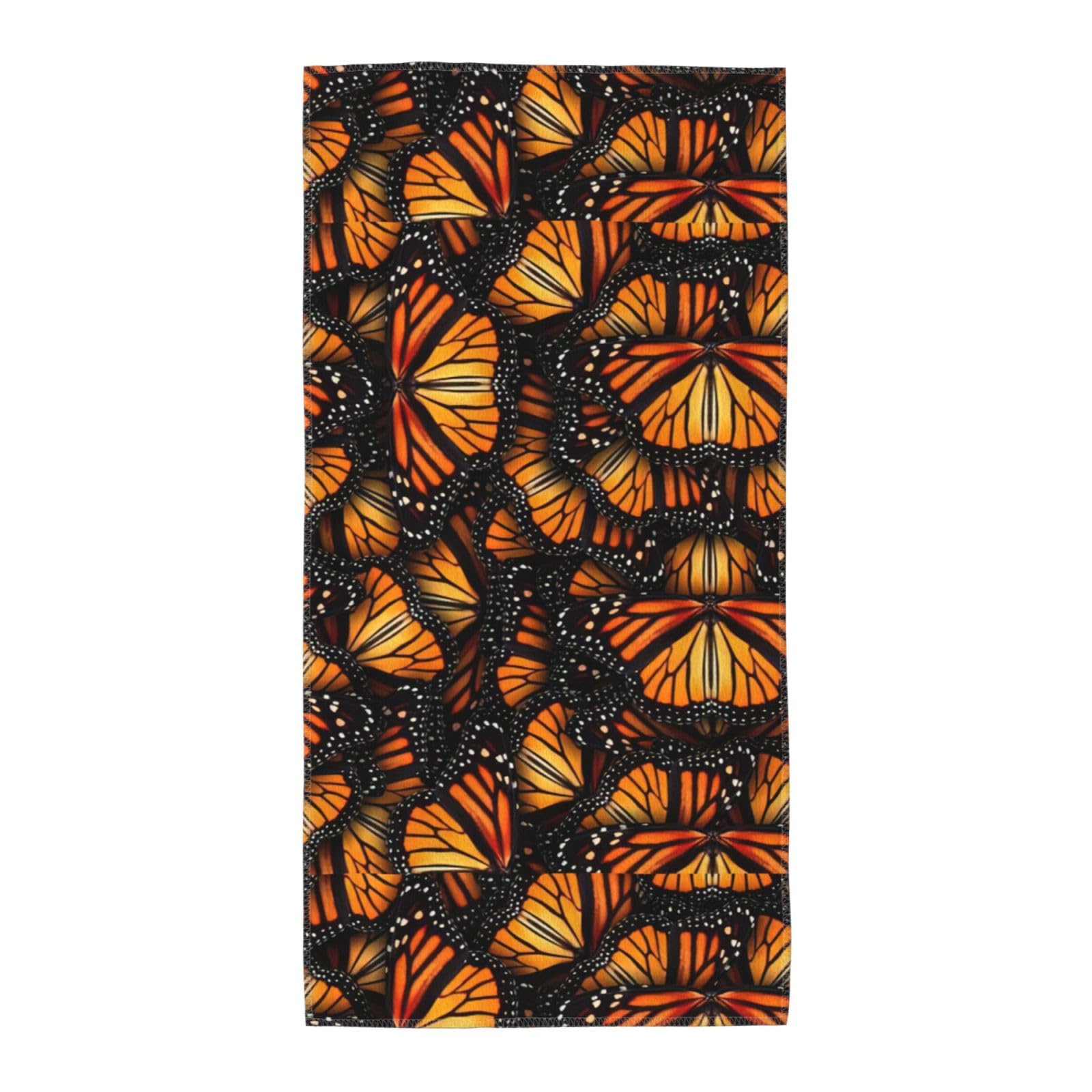 DIEzig Heaps Of Orange Monarch Butterflies Fashion Printed Long Bath Towel For Pool Side Seaside Holiday