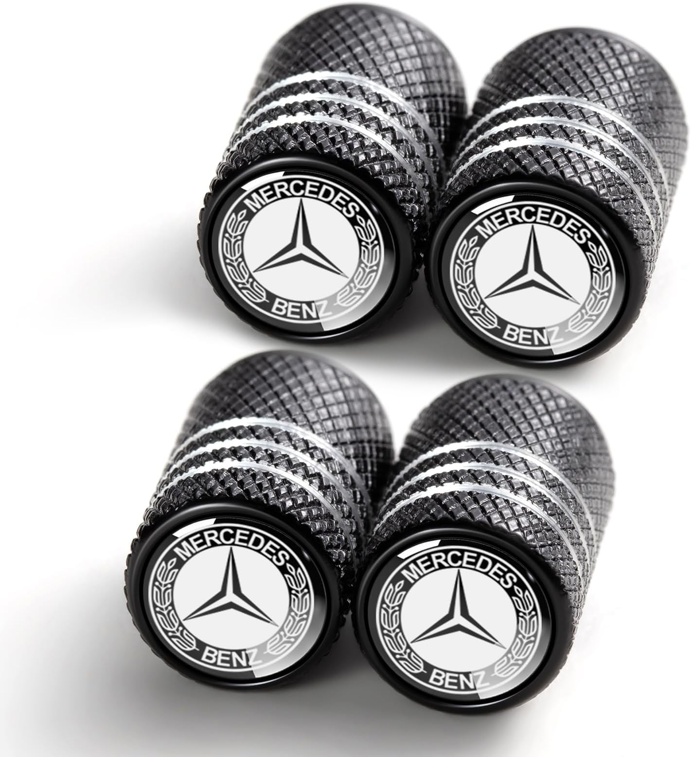 Tire Valve Stem Cap Cover for Mercedes Benz A C E S Class Series GLK CLA GLA GLC GLE CLS SLK AMG Series Belt O-Ring Seal Corrosion Resistant,Tire Valve Stem Air Cap 4 Pack Black
