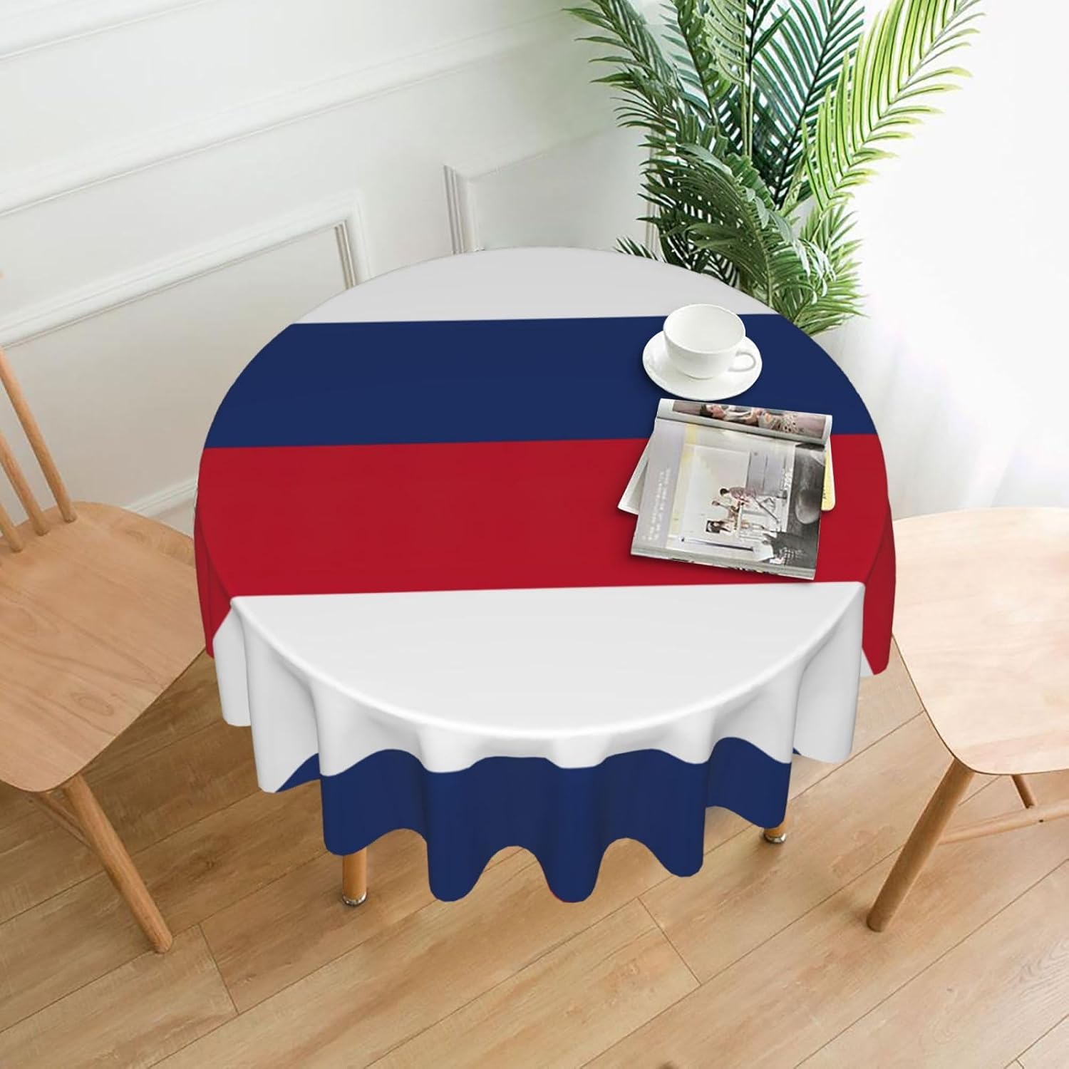 Dutch Flag Print Wrinkle Free Dining Table Cover for Birthday Party Farmhouse Tablecloths Up to 60 x 60 Inches
