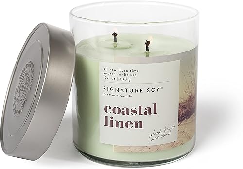 Miniatura 3 de Vela perfumada con tapa de Coastal Linen de Signature Soy