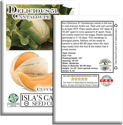 Miniatura 7 de Deliciosas semillas de melón de 51 pulgadas para plantar, más de 50 semillas de melón tradicionales por paquete, semillas de jardín de Isla