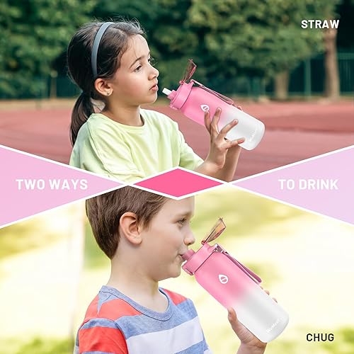 Miniatura 7 de Botella de agua de 32 onzas con popote extraíble y tapa de boquilla, dos maneras de beber, botella de agua aislada de acero inoxidable 1810, sin