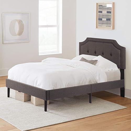 Miniatura 4 de VECELO - Cabecero de cama tapizada con panel cosido de diamante, marco de metal