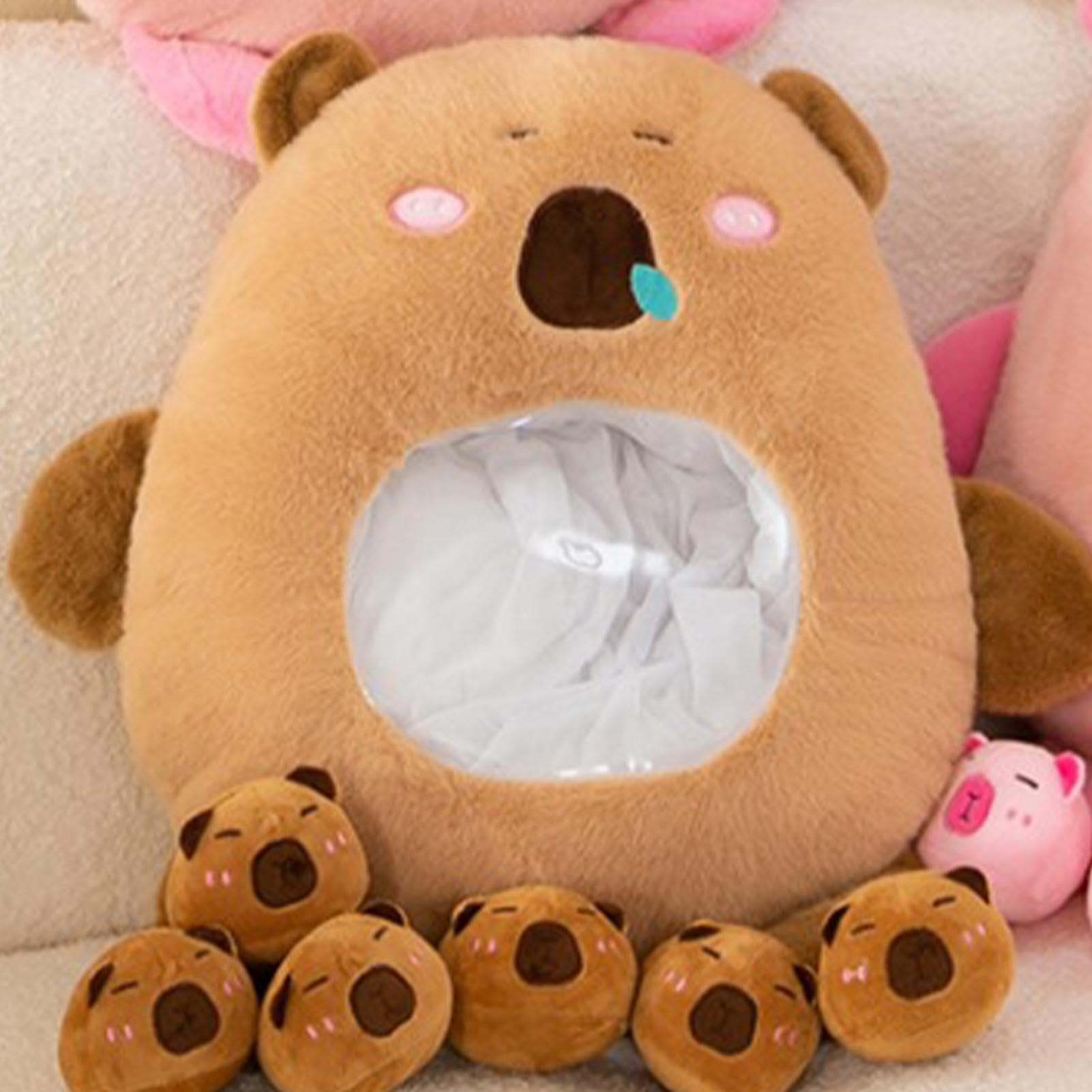 Adorable Peluche De Capibara Suave Cojín Desmontable De Peluche Con 6 | Almohada De Siesta Con Forma De Animal Para Dormitorio Infantil, Sofá Y Sala De Juegos, Almohada De