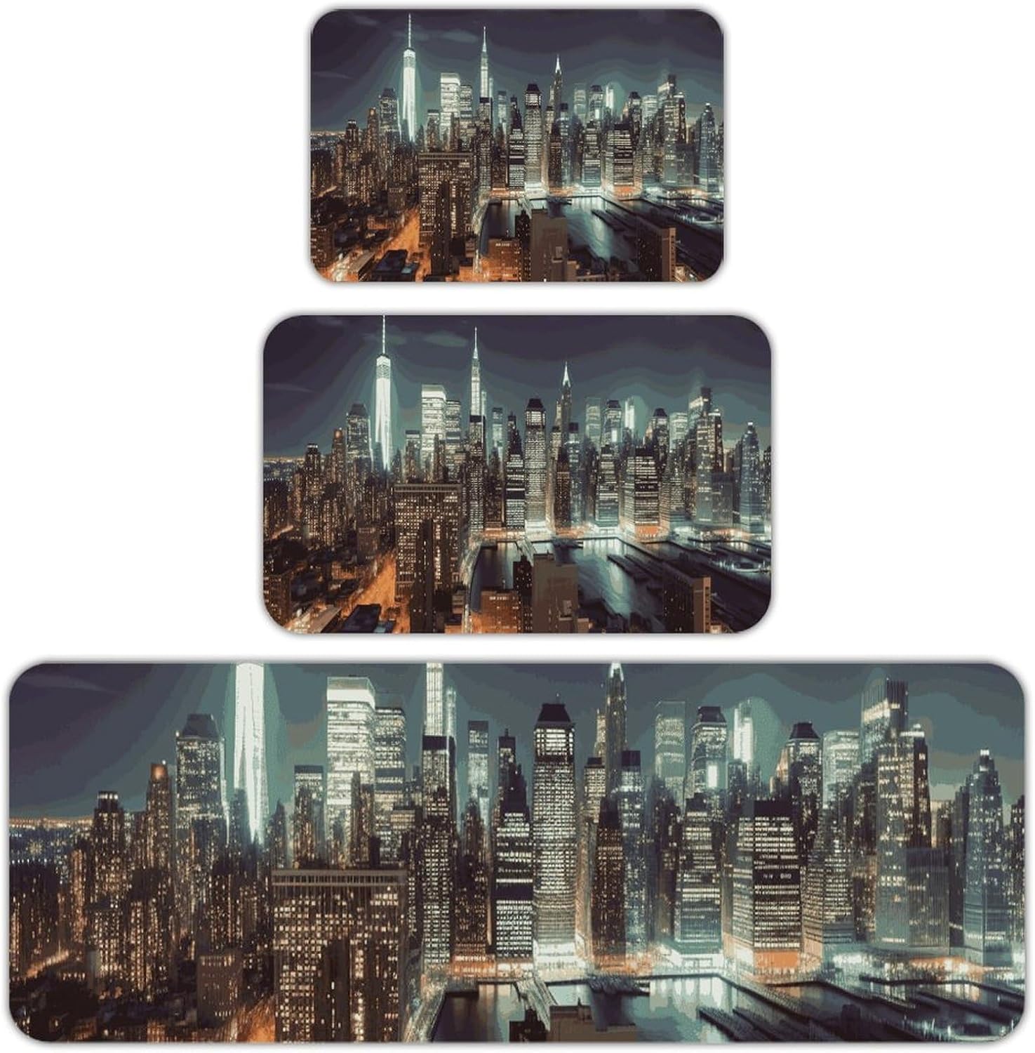 New York City Kitchen Mats for Floor 3 Pcs Kitchen Rugs