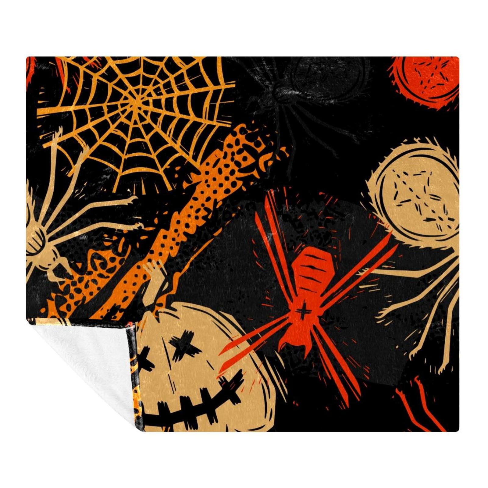 Couverture polaire enfant et adulte cadeau idéal plaid rigolo citrouille et araignée