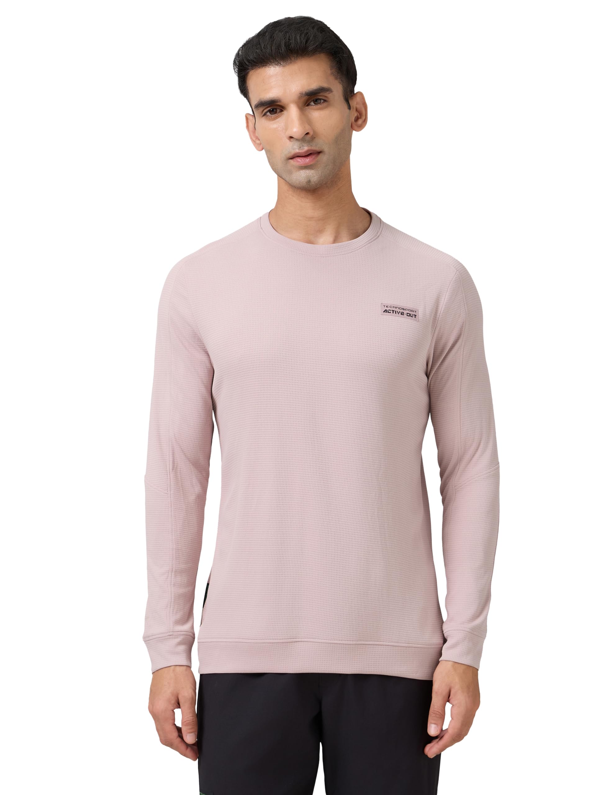 Men's Slim Fit Textured Crew Neck Full Sleeve Active Out Cubix T-Shirt for Gym, Sports & Regular Use-image-39