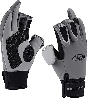 Palmyth Flexible Fishing Gloves Warm for Men and Women Cold Weather Insulated Water Repellent Great for Ice Fishing Fly Fishing Photography Motorcycling Running Shooting Hiking (Black/Gray, X-Small)