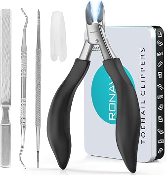 Toenail Clippers for Ingrown & Thick Toenails - Heavy Duty Toe Nail Clippers for Remove Side Ingrown Toenail with Angled Sharp Blades, Professional Pedicure Tool with Long Handle for Seniors & Men