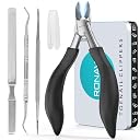 Nail Clipper Set for Adult Ingrown Toenails, RONAVO Heavy Duty Toe Nail Clippers Seniors Thick Nails Long Handle, Large Toenail Clippers for Ingrown Nails 4Pcs（Black） gallery image