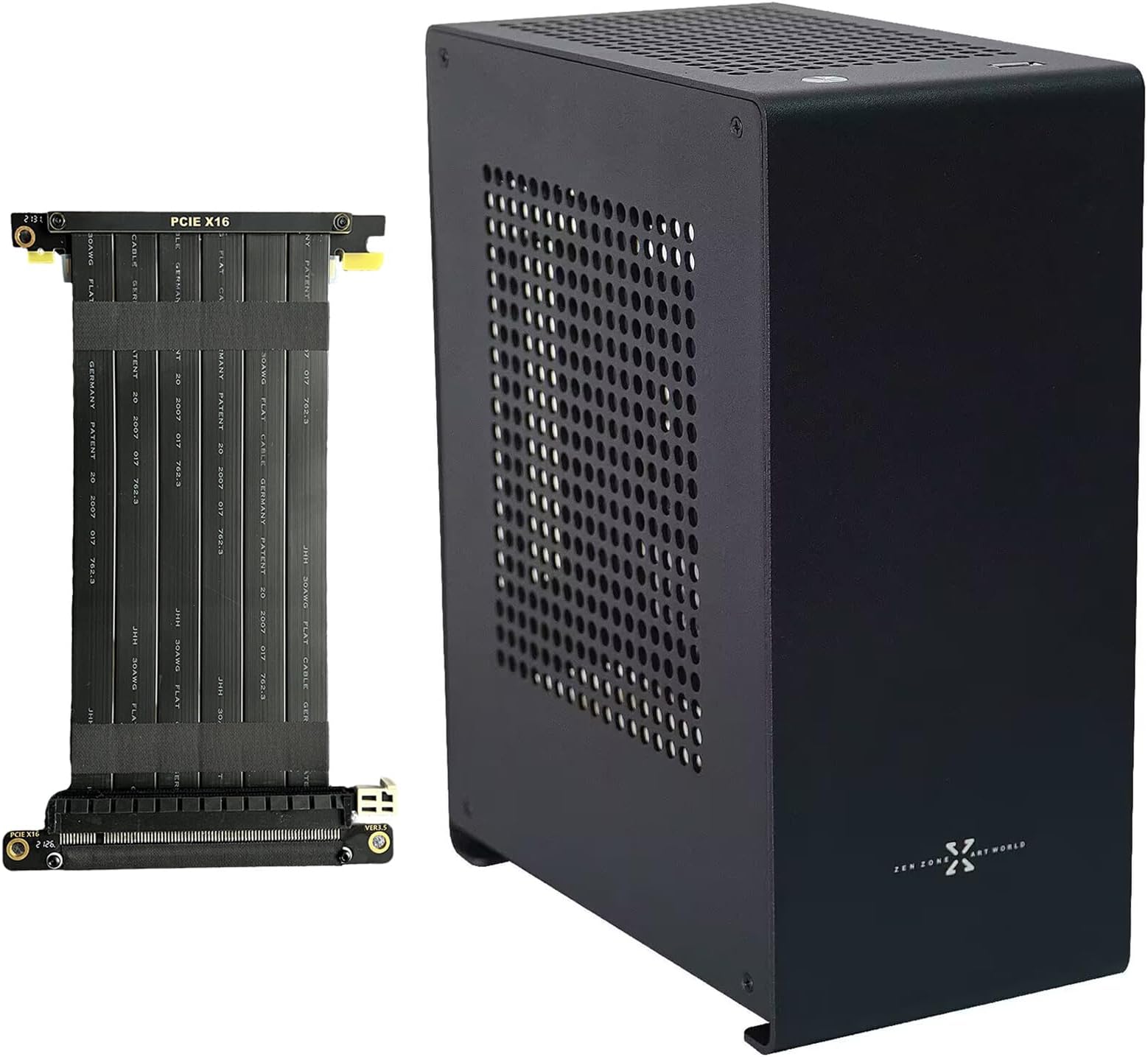 A1P Mini-ITX Case, Micro ITX PC Case, Mini Computer Case in Black Color, Full Aluminum Small Gaming Case with 3.0 Dual Reverse PCI Riser Cable