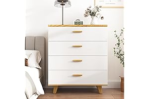 White Wood Chest with 4 Drawers